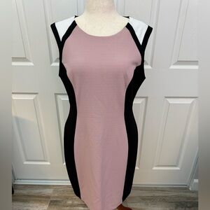Connected Apparel Pink and Black Colorblock Dress Size 14
